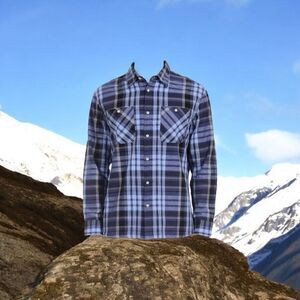 Jachs Men's XL Blue Plaid Long Sleeve Button-Up Shirt Casual